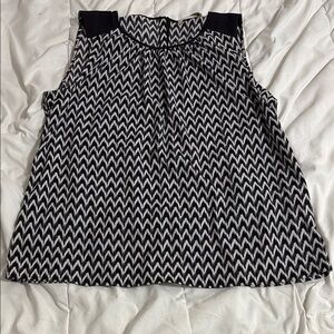 Calvin Klein Black and White Sleeveless Boxy Blouse